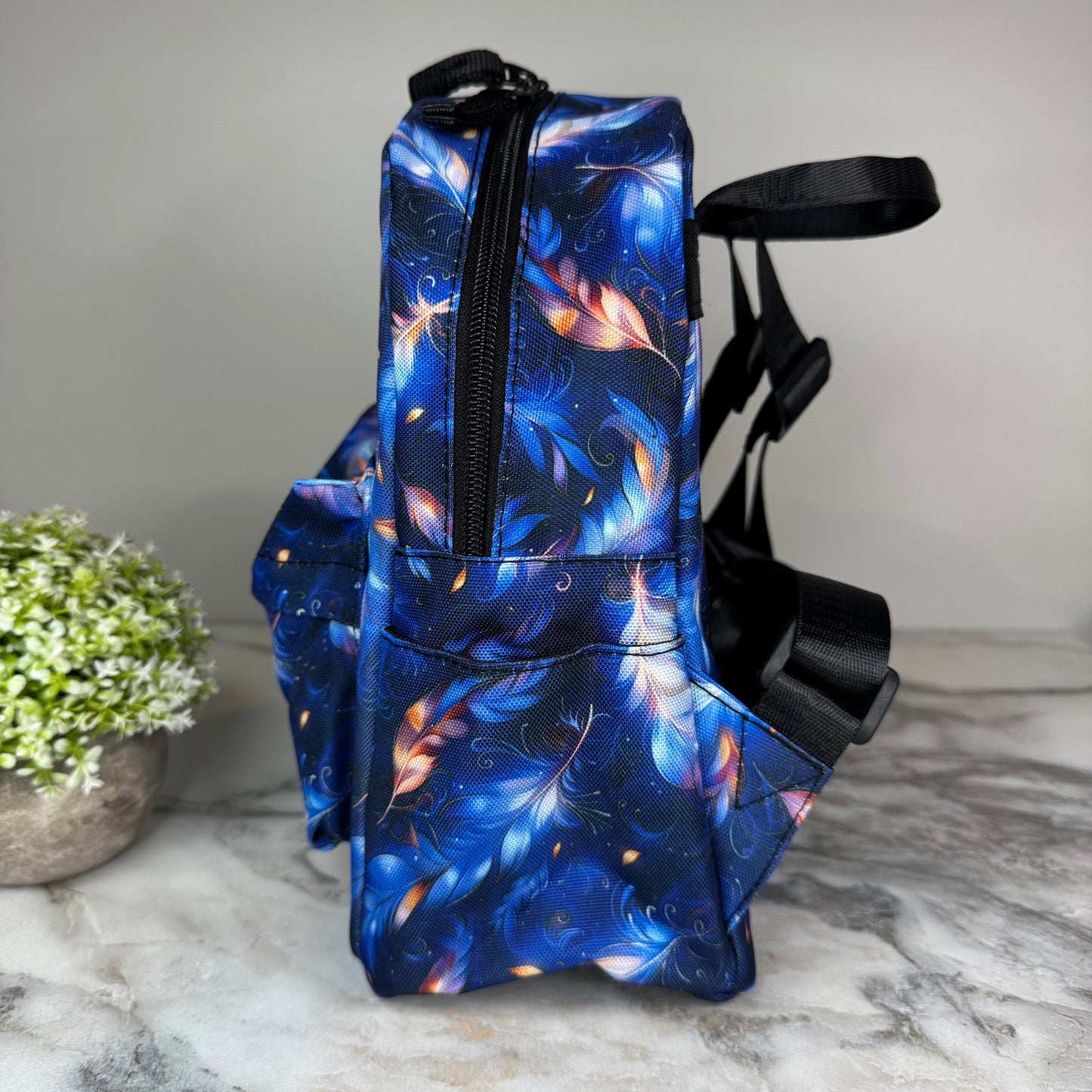 Mini Backpack - Blue Feather